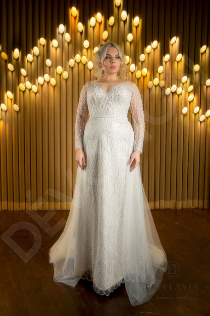 Claudia Full back A-line Long sleeve Wedding Dress 7