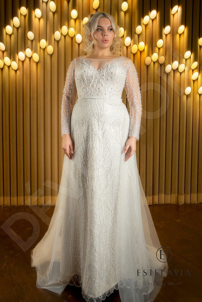 Claudia Full back A-line Long sleeve Wedding Dress Front