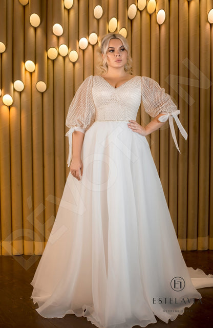 Denisa Open back A-line Half sleeve Wedding Dress 5