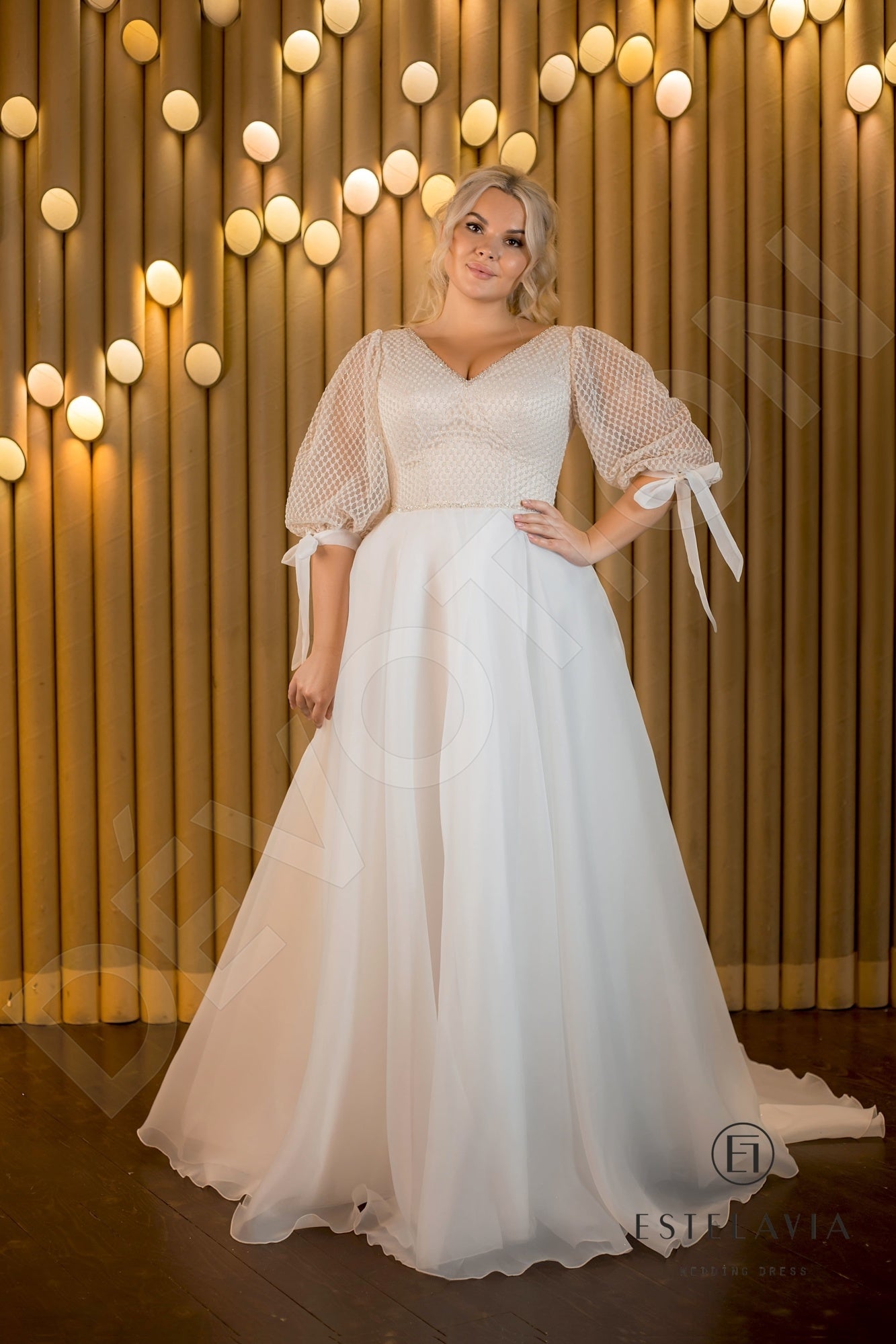 Denisa Open back A-line Half sleeve Wedding Dress 7