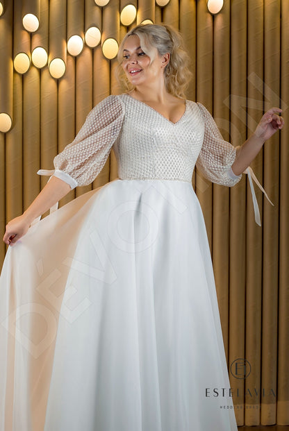 Denisa Open back A-line Half sleeve Wedding Dress 6
