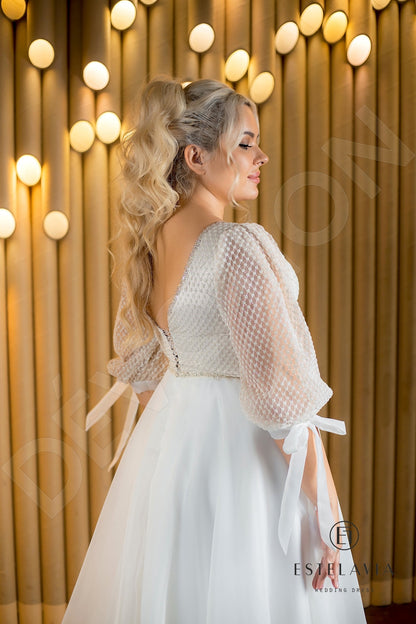 Denisa Open back A-line Half sleeve Wedding Dress 4