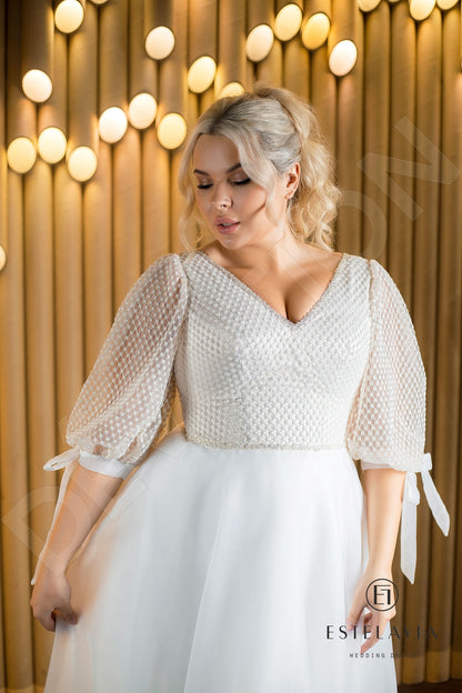 Denisa Open back A-line Half sleeve Wedding Dress 2