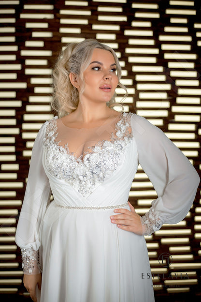 Estera Illusion back A-line Long sleeve Wedding Dress 2