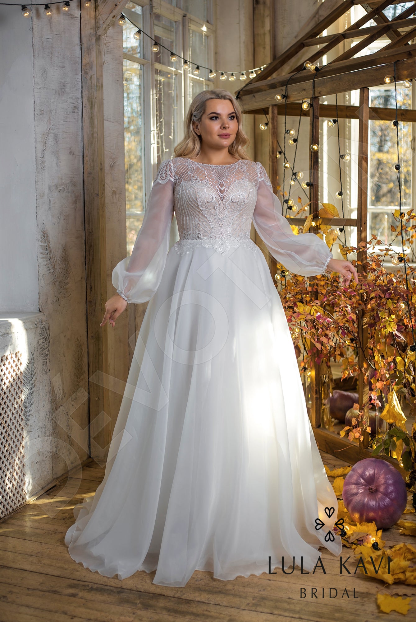 Etilia A-line Jewel Milk Wedding dress