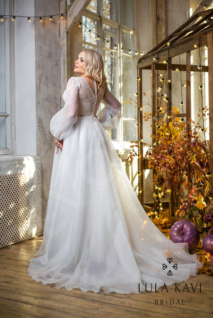 Etilia Full back A-line Long sleeve Wedding Dress Back