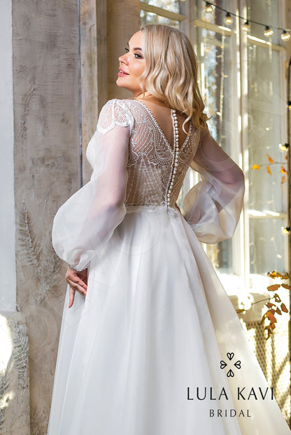 Etilia Full back A-line Long sleeve Wedding Dress 4