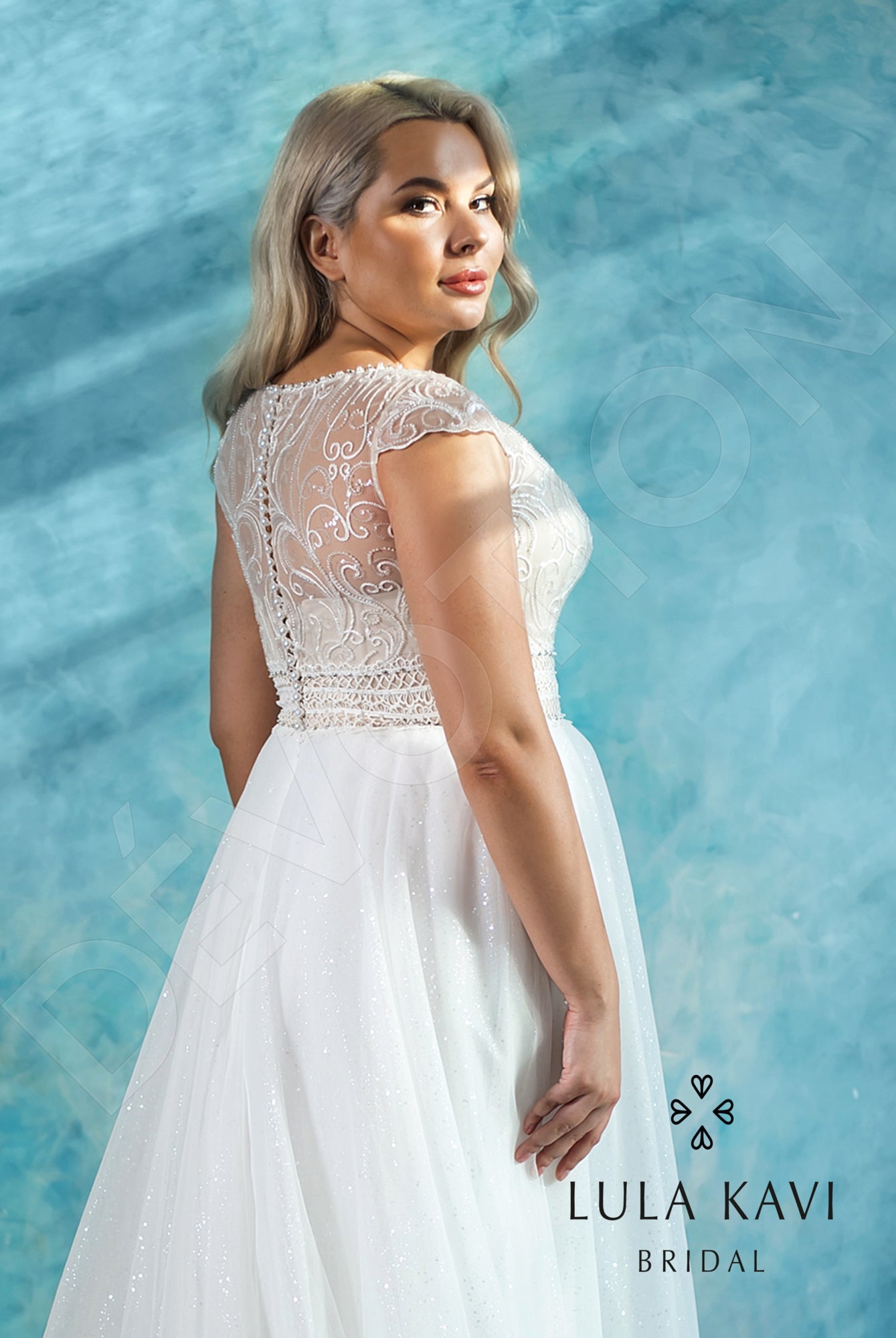 Rosalinda A-line Jewel Milk Wedding dress