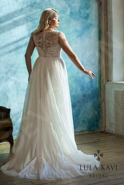 Rosalinda Full back A-line Short/ Cap sleeve Wedding Dress 9