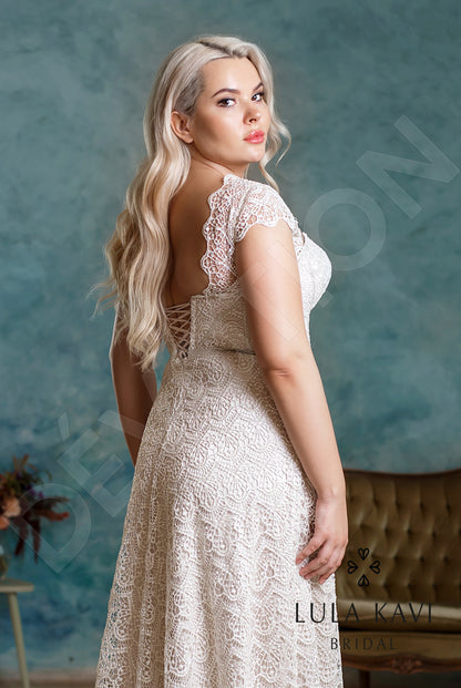 Sefora Open back A-line Short/ Cap sleeve Wedding Dress 4
