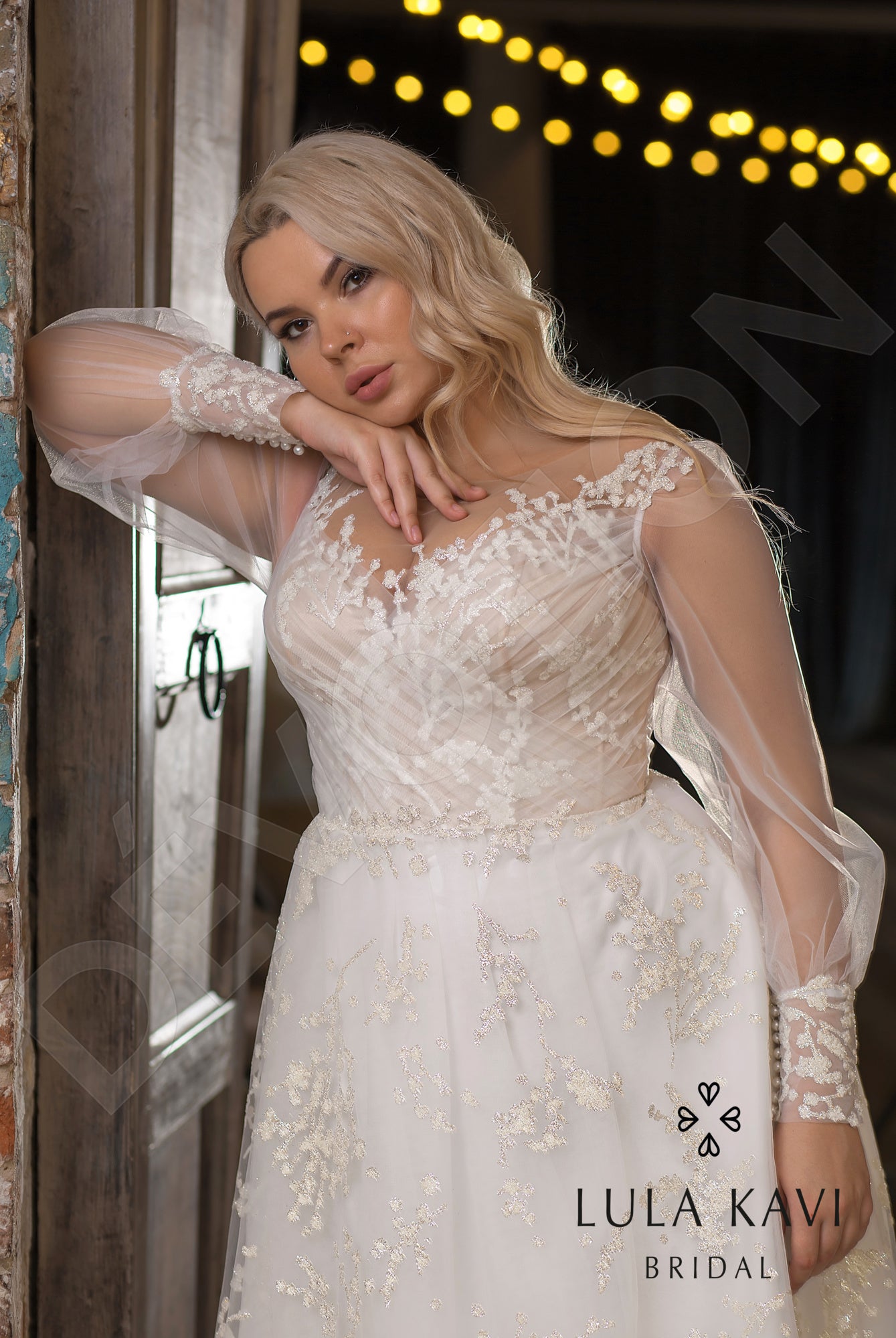 Veronika Illusion back A-line Long sleeve Wedding Dress 2