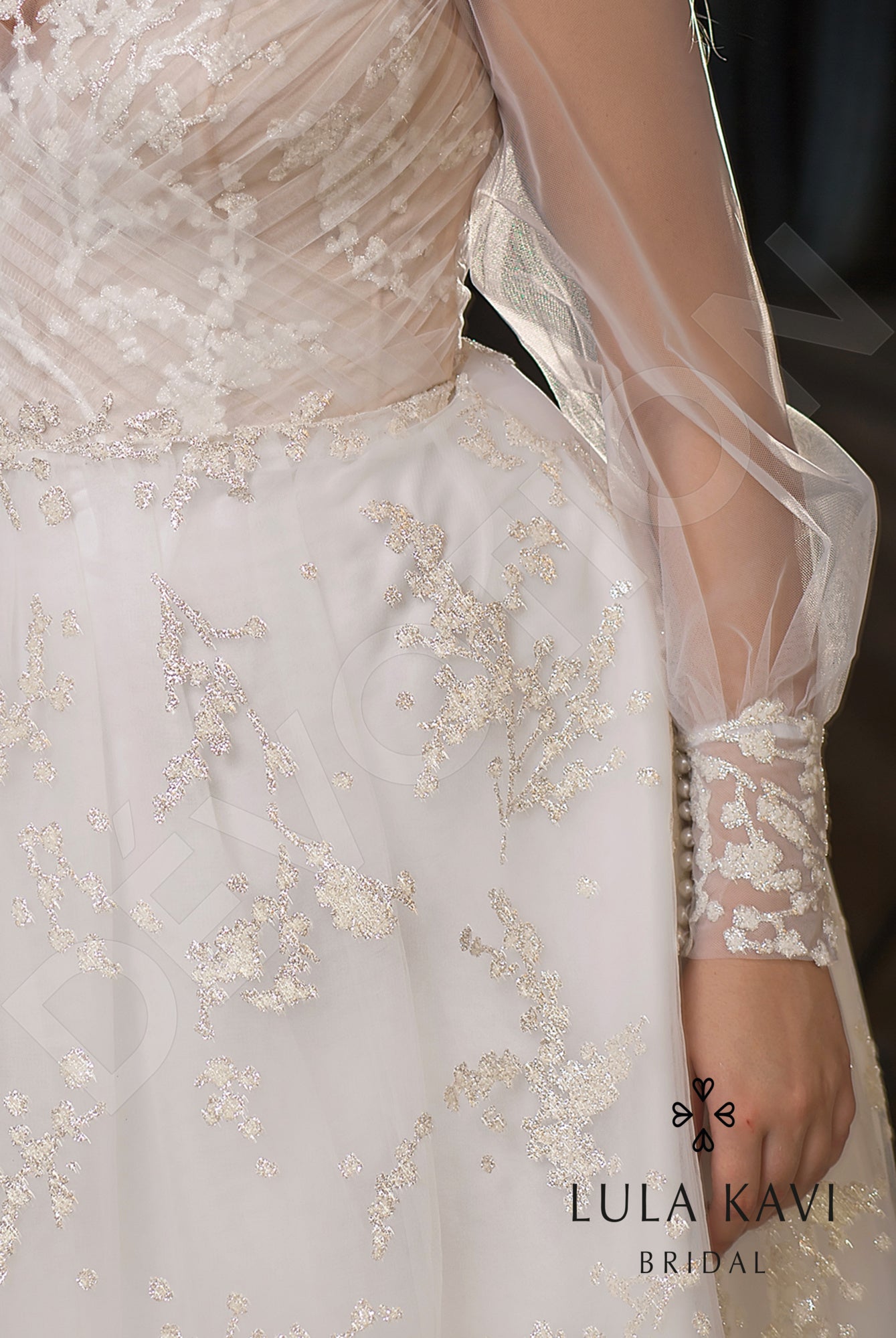 Veronika Illusion back A-line Long sleeve Wedding Dress 6
