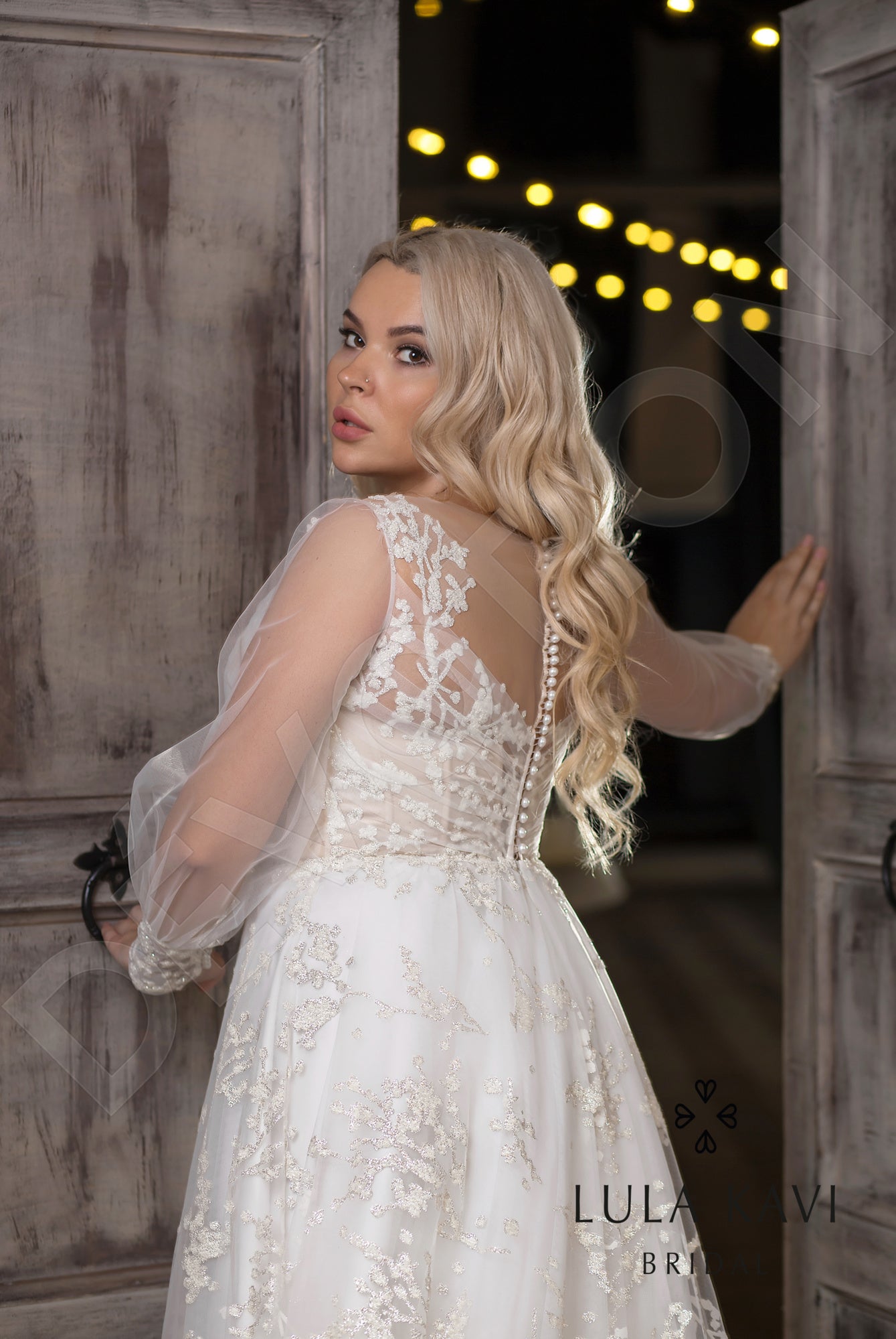 Veronika Illusion back A-line Long sleeve Wedding Dress 8