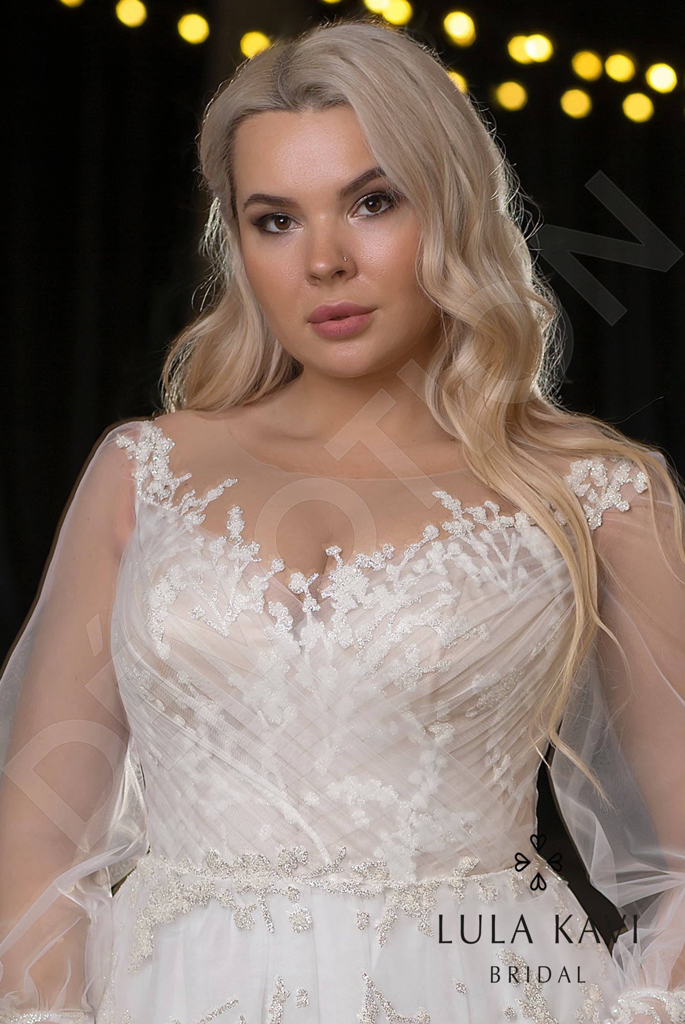 Veronika Illusion back A-line Long sleeve Wedding Dress 9
