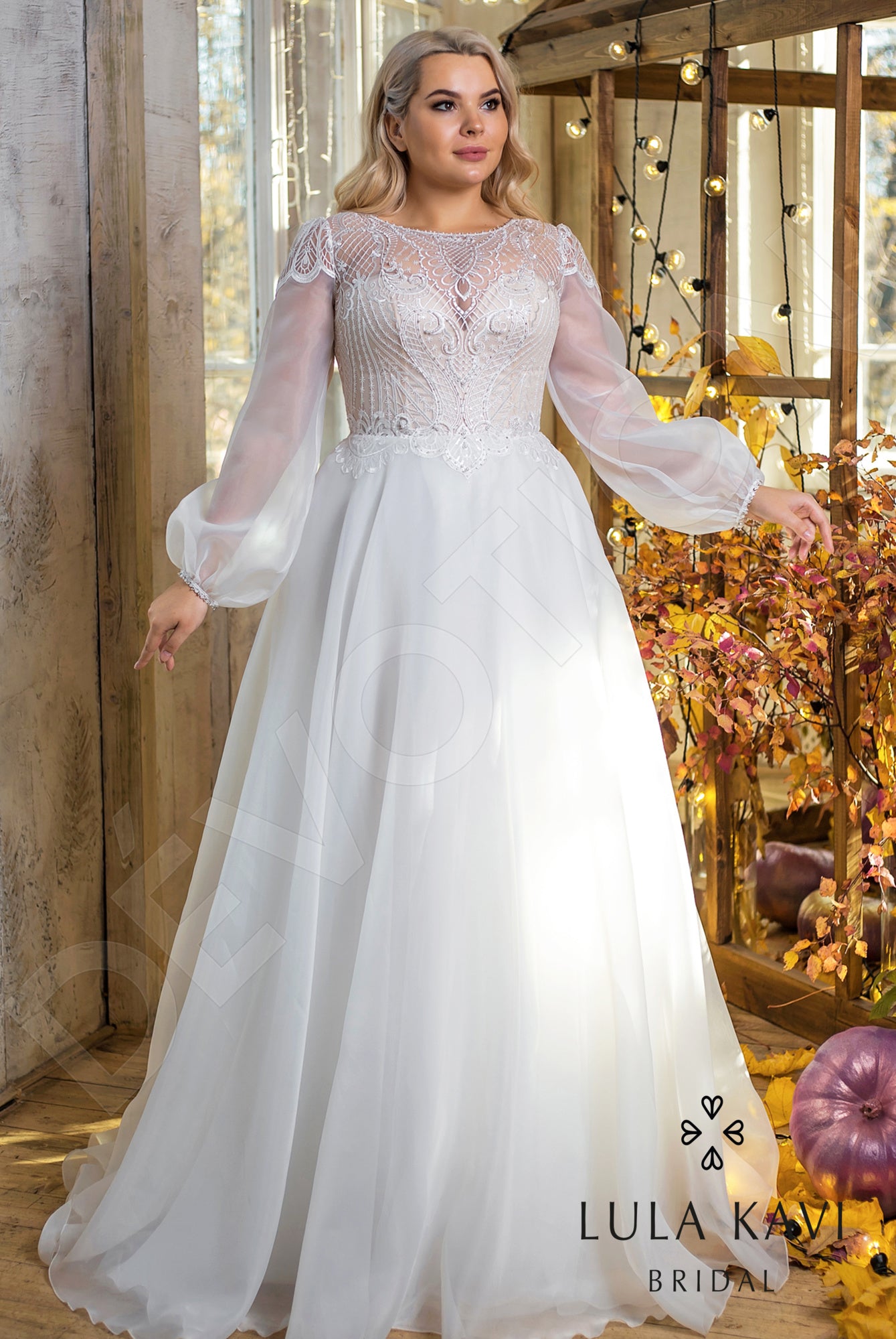 Etilia A-line Jewel Milk Wedding dress