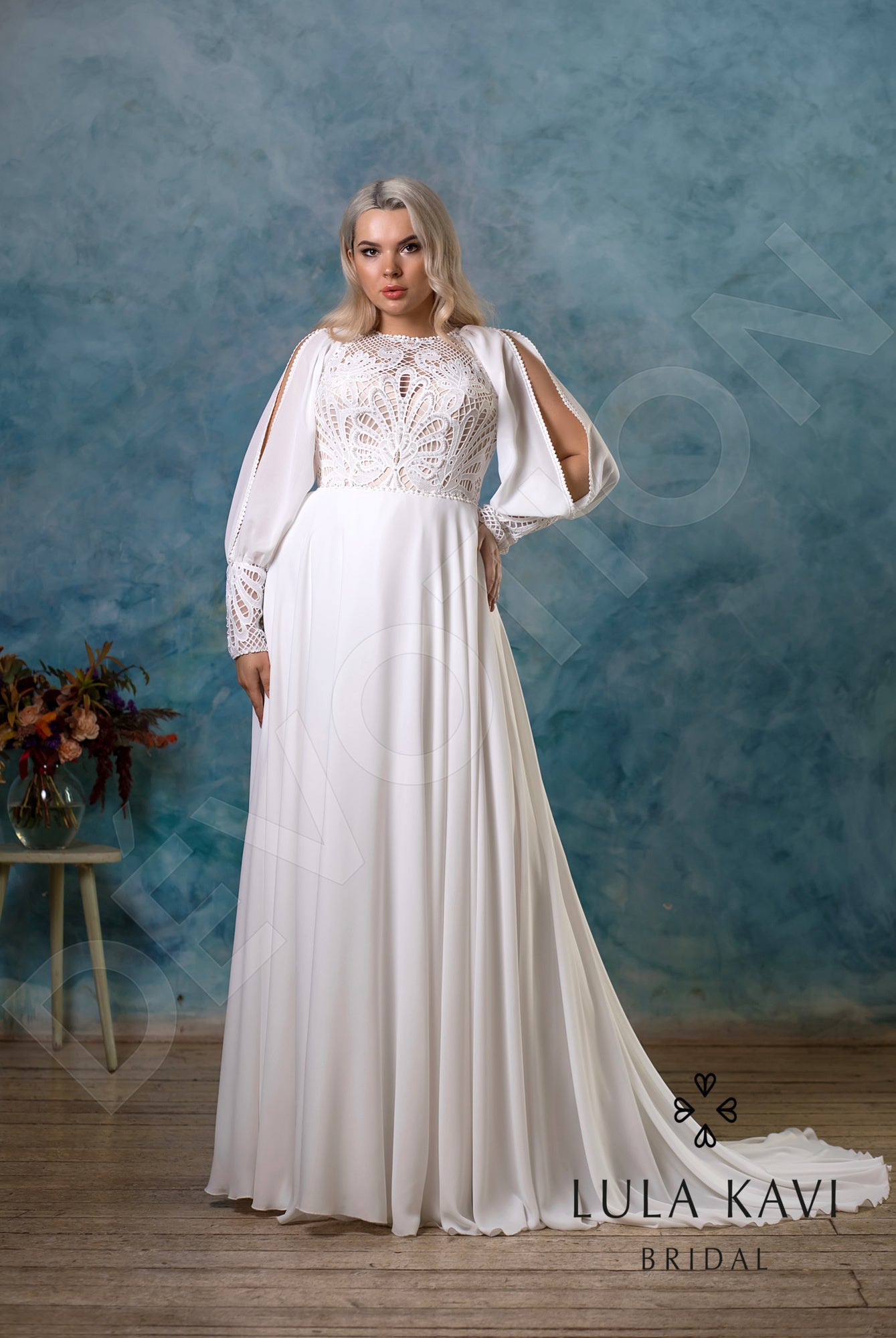 Ksimena A-line Jewel Milk Wedding dress