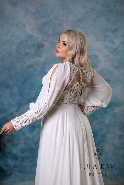 Ksimena Full back A-line Long sleeve Wedding Dress 3