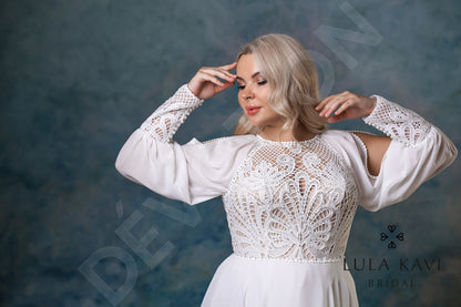Ksimena Full back A-line Long sleeve Wedding Dress 6