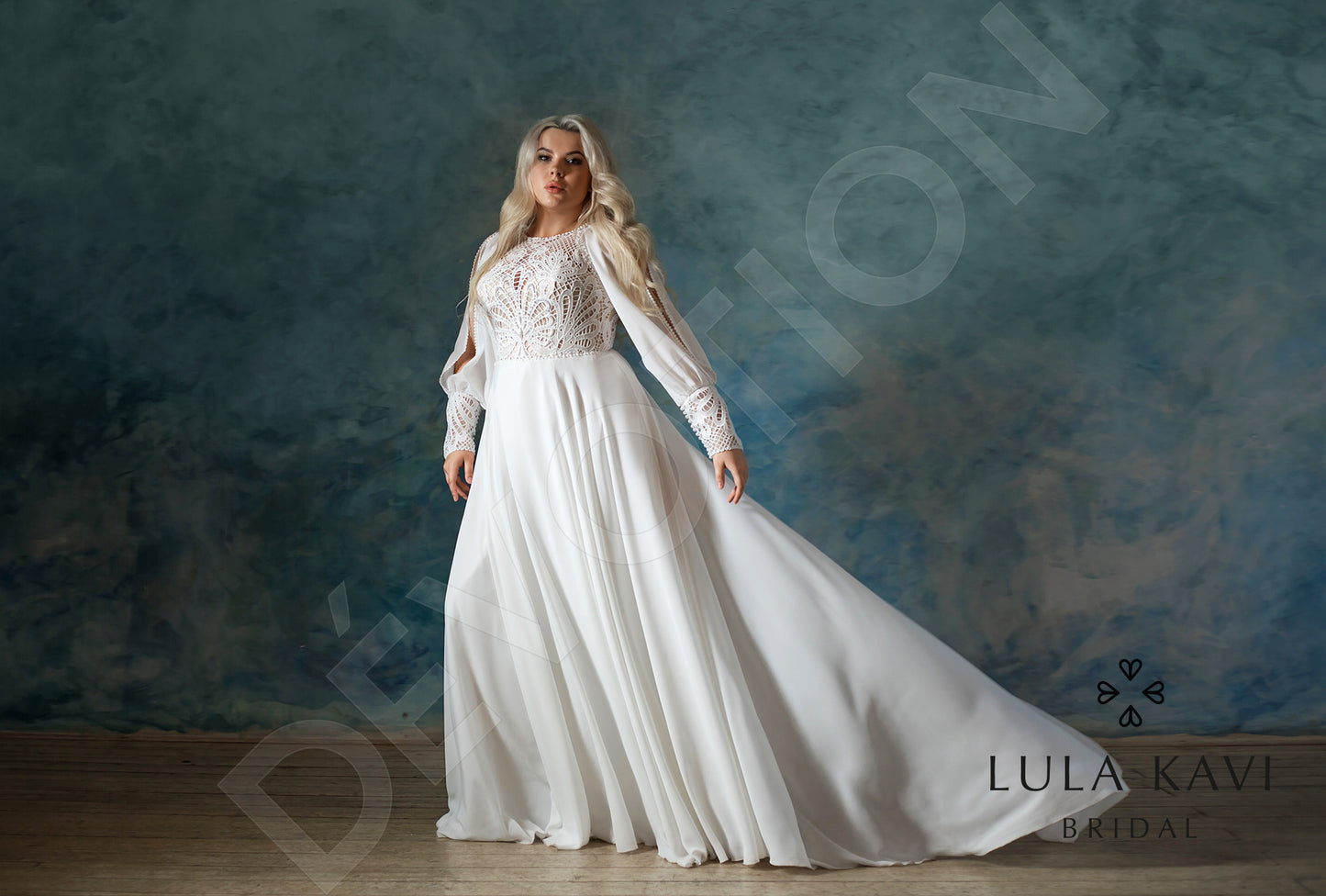 Ksimena Full back A-line Long sleeve Wedding Dress 7