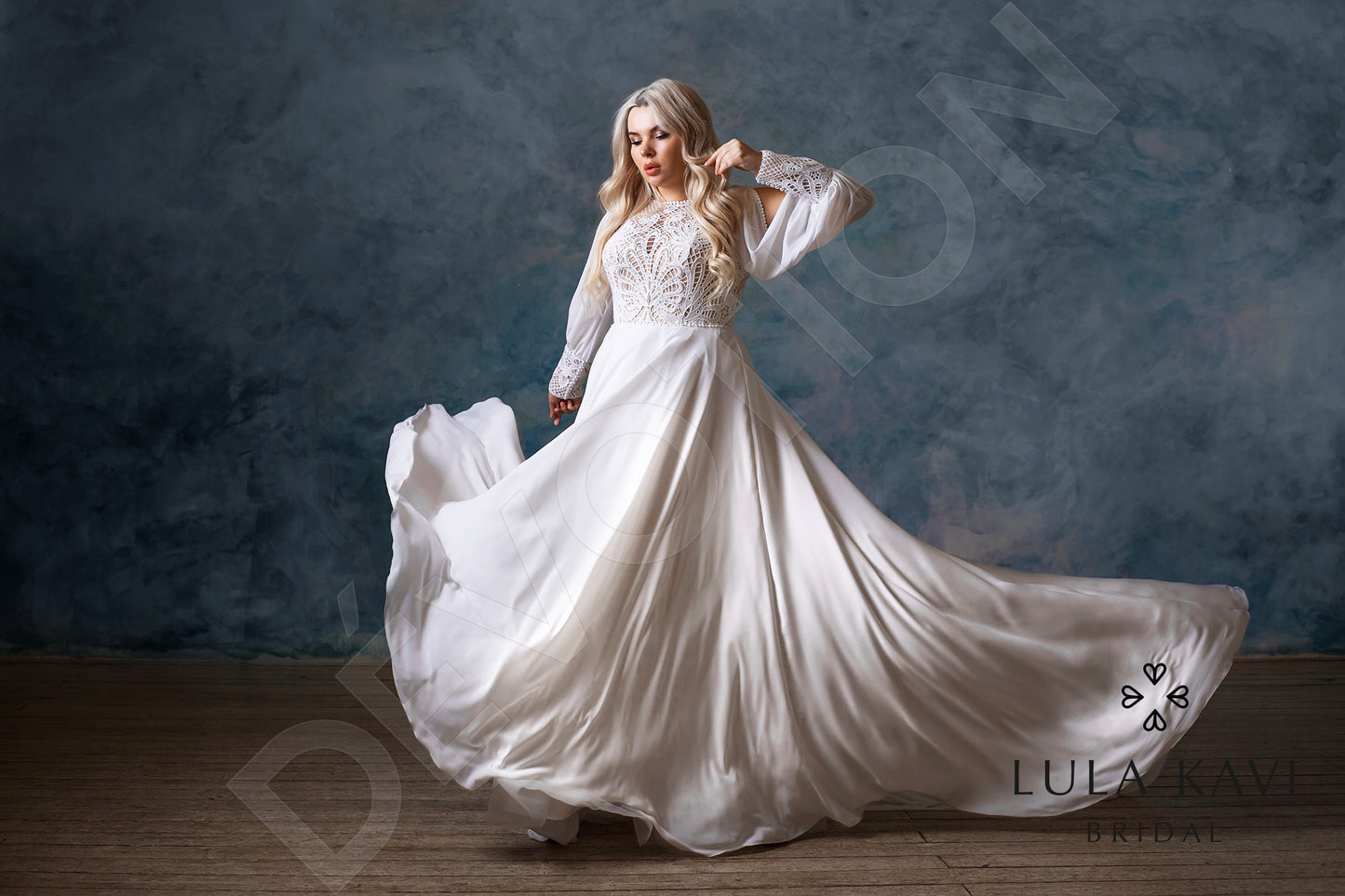 Ksimena Full back A-line Long sleeve Wedding Dress 9