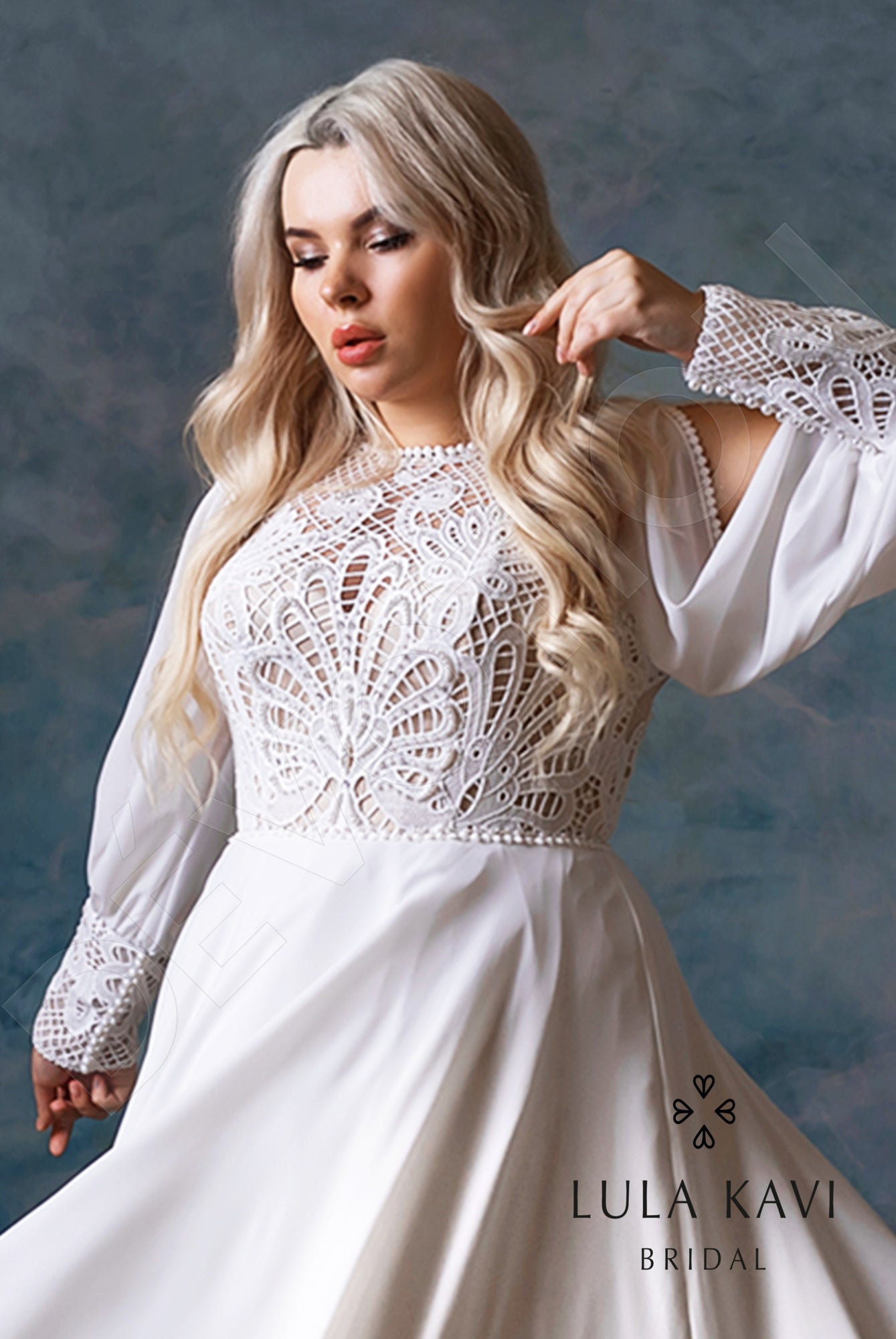 Ksimena Full back A-line Long sleeve Wedding Dress 11