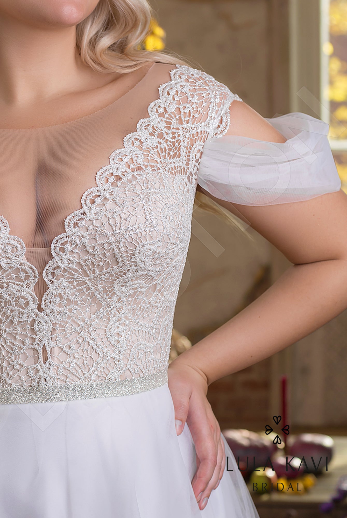 Zorika Illusion back A-line Sleeveless Wedding Dress 8
