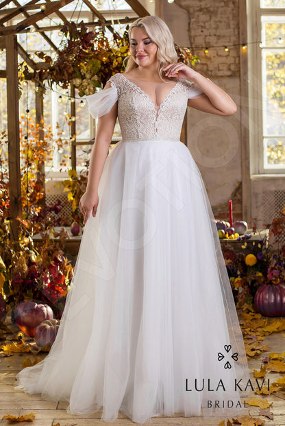 Zorika Illusion back A-line Sleeveless Wedding Dress Front