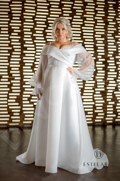 Janini Open back A-line Detachable sleeves Wedding Dress 7