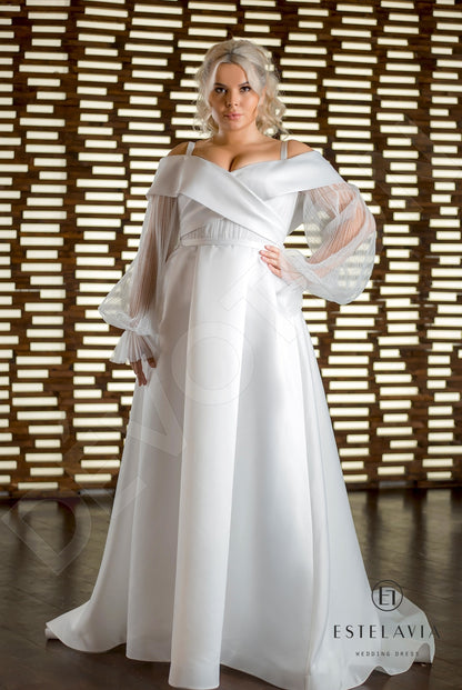 Janini Open back A-line Detachable sleeves Wedding Dress Front