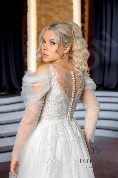 Livani Illusion back A-line Detachable sleeves Wedding Dress 6