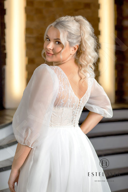 Meda Open back A-line 3/4 sleeve Wedding Dress 3