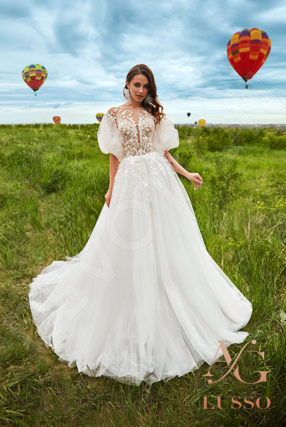 Alikan Full back A-line Half sleeve Wedding Dress 5