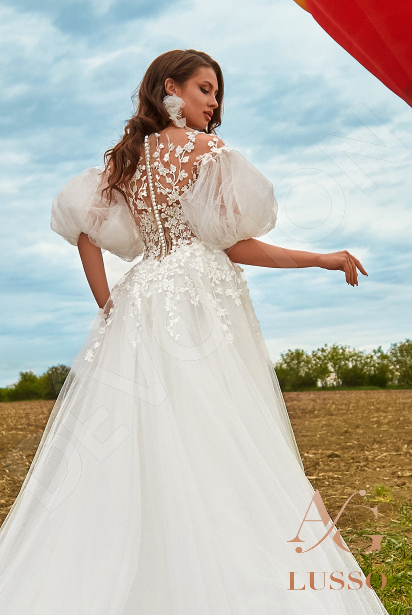 Alikan Full back A-line Half sleeve Wedding Dress 3