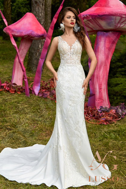 Asella Open back Trumpet/Mermaid Sleeveless Wedding Dress Front