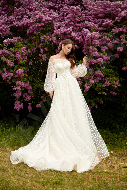 Elge Full back A-line Long sleeve Wedding Dress 6