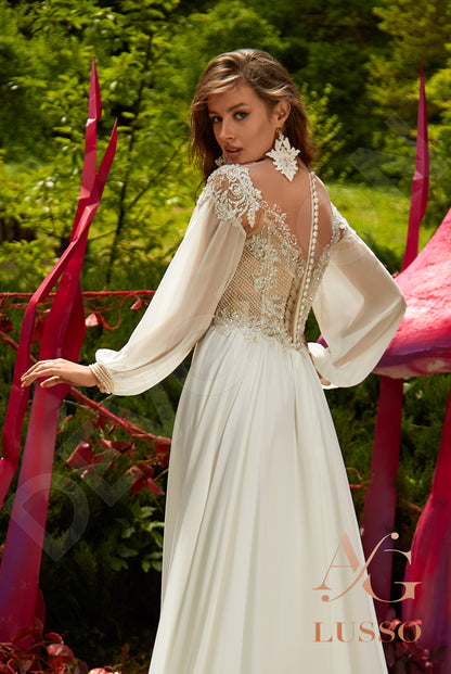 Emilie Illusion back A-line Long sleeve Wedding Dress 4