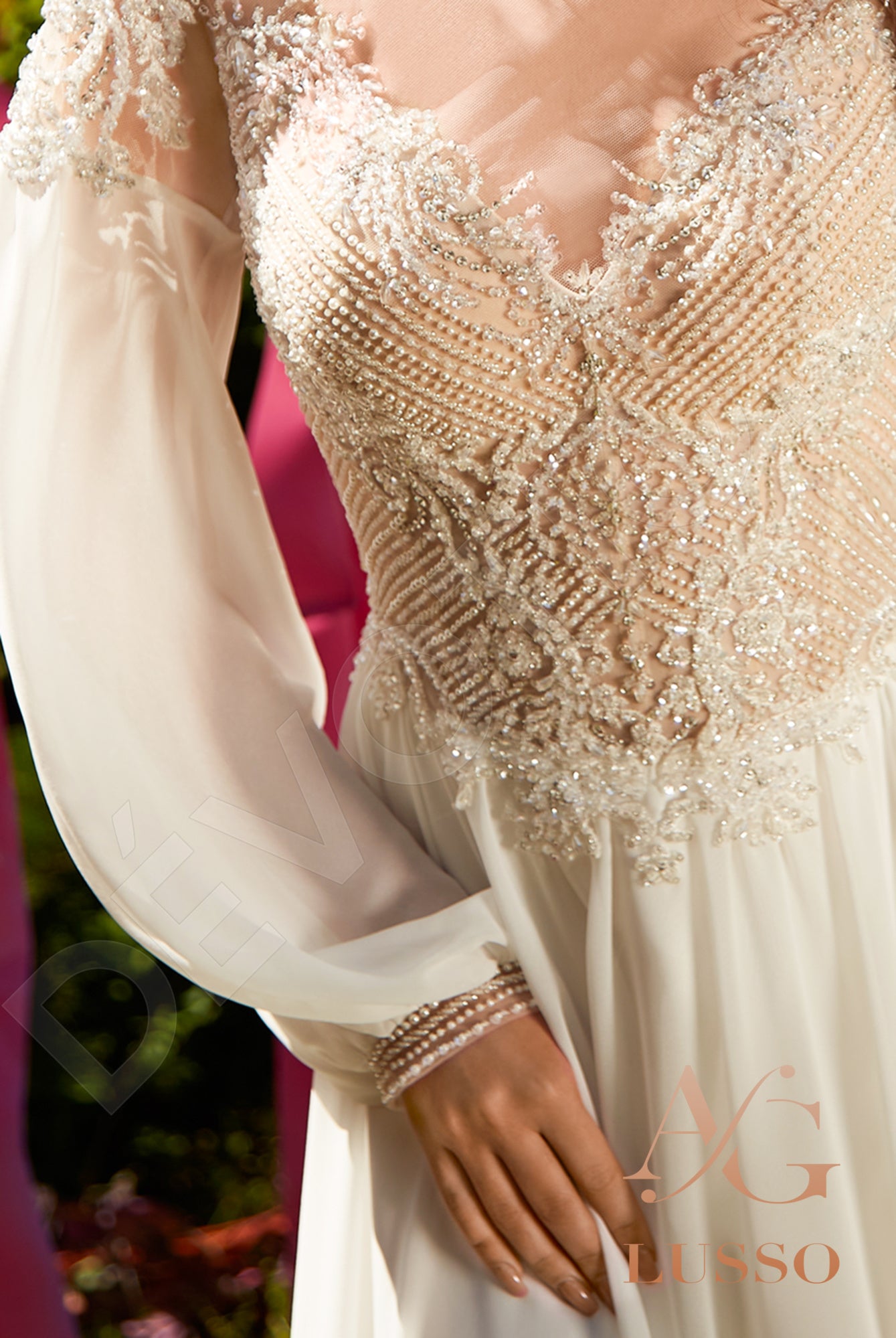 Emilie Illusion back A-line Long sleeve Wedding Dress 6