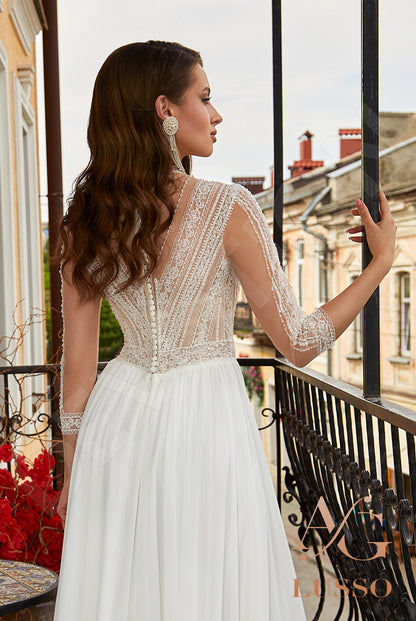Gellena Full back A-line 3/4 sleeve Wedding Dress 3