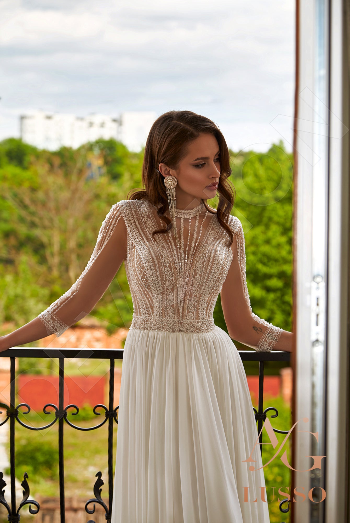 Gellena Full back A-line 3/4 sleeve Wedding Dress 4