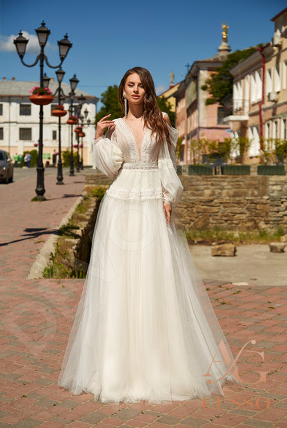 Marana Open back A-line Long sleeve Wedding Dress 8