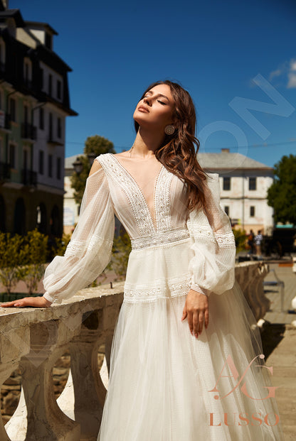 Marana Open back A-line Long sleeve Wedding Dress 5