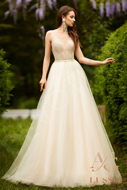 Pavlina Open back A-line Sleeveless Wedding Dress Front