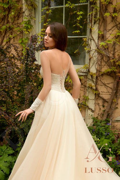 Remina Open back A-line Long sleeve Wedding Dress 4