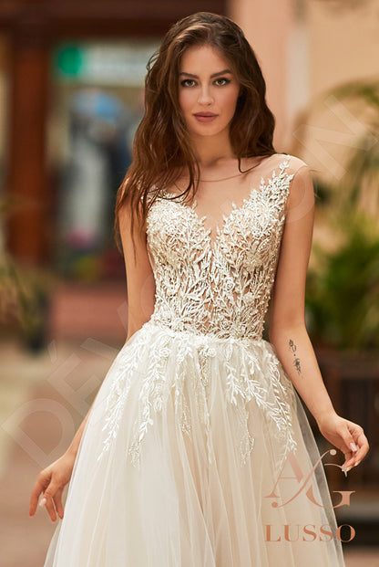 Ashana Illusion back A-line Sleeveless Wedding Dress 4