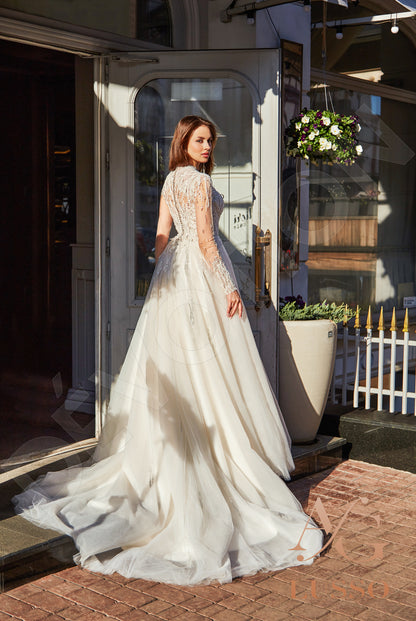 Camalla Full back A-line Long sleeve Wedding Dress Back
