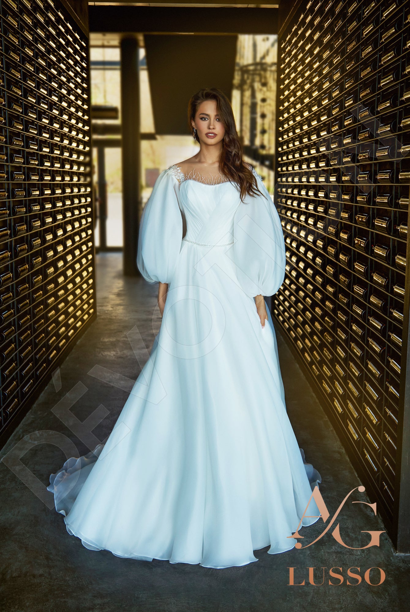 Finna Illusion back A-line Long sleeve Wedding Dress 6