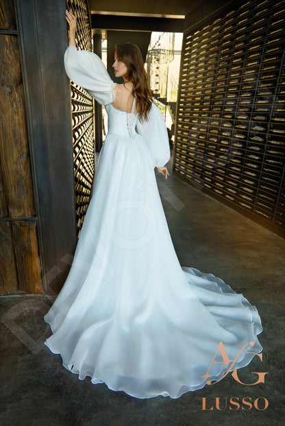 Finna Illusion back A-line Long sleeve Wedding Dress Back