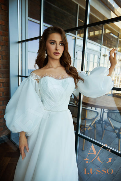 Finna Illusion back A-line Long sleeve Wedding Dress 2