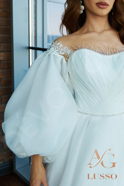 Finna Illusion back A-line Long sleeve Wedding Dress 5