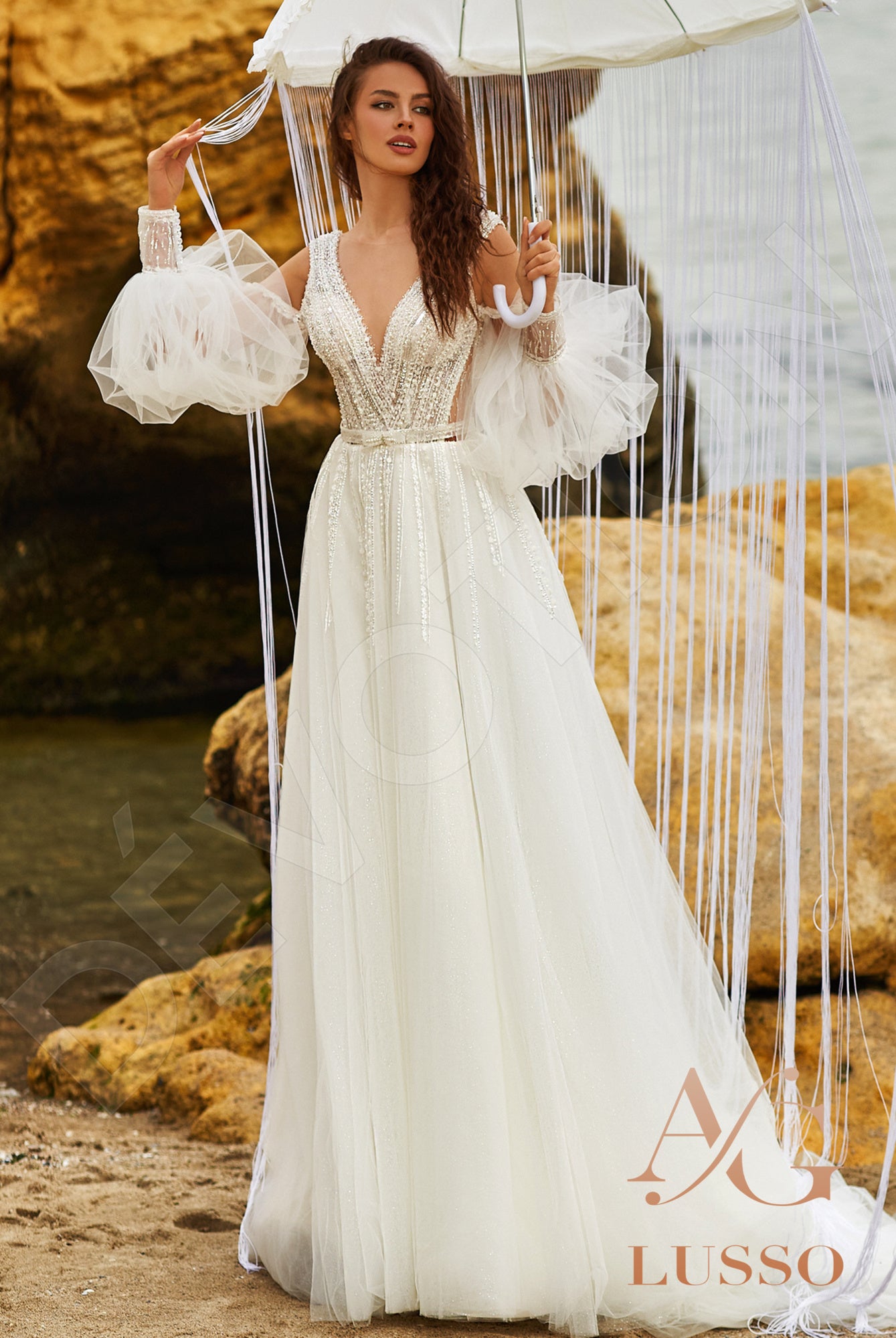 Giotta Open back A-line Long sleeve Wedding Dress Front